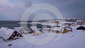 Time Lapse clip of the old colonial harbor in Nuuk, Greenland