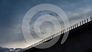 Time lapse of clouds and blue sky only for background, no land.Time lapse of clouds and blue sky and bridge for background, 4K.