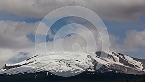 Time lapse of clouds and fog over majestic Mount Hood in Oregon closeup 4k