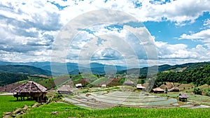 Time lapse, clouds moving over the rice fields