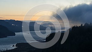 Time lapse of clouds over Columbia River Gorge from Chanticleer Point at sunrise