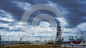 Time lapse of the clouds passing through the blast furnace of Puerto de Sagunto