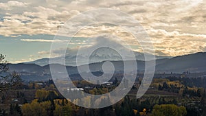 Time Lapse of clouds rolling over Mt Hood in Hood River Oregon Fall Season 4k