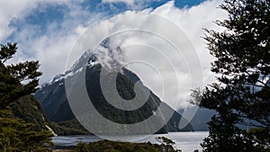 Time lapse of clouds swirling around mitre peak