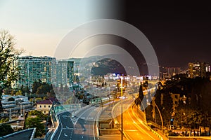 Time-lapse collage of day to night transition