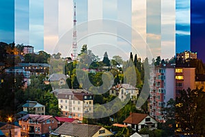 Time-lapse collage of slices of different times of day