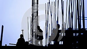 Time lapse - construction worker silhouette