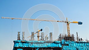 Time lapse crane working in construction site