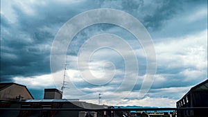 A time lapse of dark swirling low level clouds