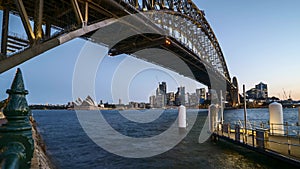 Time lapse of day to night sunset at Sydney city skyline.