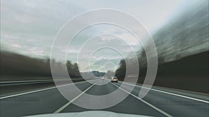 Time lapse of a driving on the longest German Autobahn A7 on the site between Fulda and Kassel.