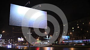 Time lapse empty billboard, by night