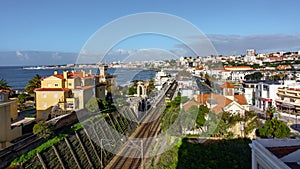 Time-lapse in Estoril with trains, clouds and traffic