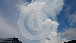 time lapse Fast moving clouds against a nice blue sky with Palm Tree and swaying in the wind Patong Phuket Thailand