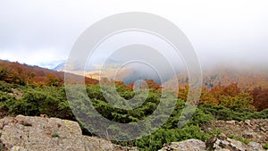 Time lapse footage with clouds over Montseny mountains in Catalonia of Spain