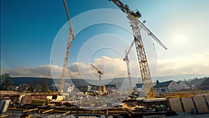 Time-lapse footage of a large construction site