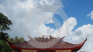 Time lapse footage of white fluffy storm clouds on a sunny blue sky day