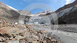 Time lapse of the front of the Palla Bianca glacier in strong retreat