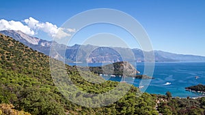 Time lapse of Gemile bay and Gemiler Island, Turkey