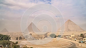 Time-lapse of the great pyramids in Giza Valley, Cairo, Egypt