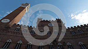 Time lapse of the historic Palazzo Pubblico with the Torre del Mangia of Siena.