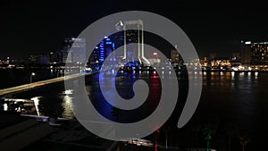 Time Lapse of Jacksonville City at Night with Cars and the River
