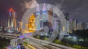 Time lapse Kuala Lumpur city view at night.