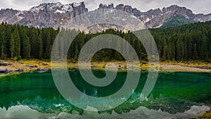 Time Lapse of Lake Carezza Western Dolomites Italy