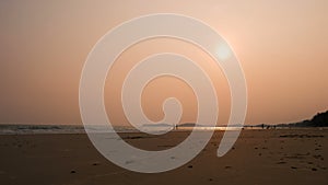 Time lapse Landscape of sand beach sea coast before storm coming evening atmosphere