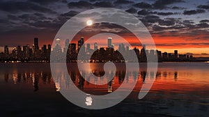 Time   lapse moonrise city skyline