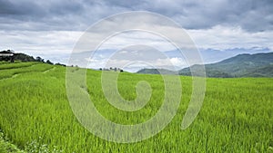 Time lapse  movement of sky cloudy over the mountain green field