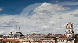 Time lapse - Moving clouds over the cityscape of Sucre
