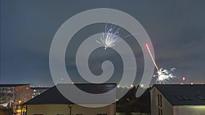 Time lapse of new year fireworks in Hannover. Germany.