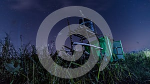 Time lapse of Night Skies Over Toilet and Water Tank At Loktak Lake, Manipur