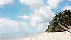 Time lapse No Man`s Land in Tobago, Trinidad, blue sky calm water daylight clouds