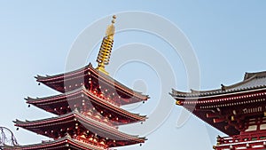 Time lapse of pagoda at Sensoji Temple with sky, Tokyo, Japan