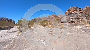 Time lapse of person hiking in bungle bungle range Western Australia