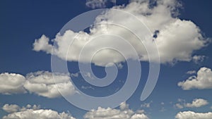 Time-lapse puffy and fluffy clouds on the blue sky.