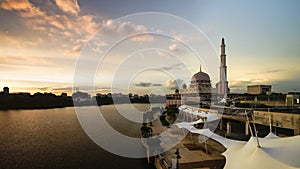 Time Lapse at Putra Mosque in Putrajaya, Malaysia.