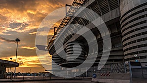 Time lapse San siro stadium,know as Giuseppe Meazza , home ground of A.C. Milan and Inter F.C. football club, Milano