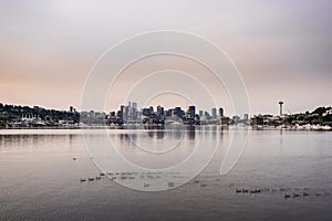 Time lapse of Seattle skyline at sunrise