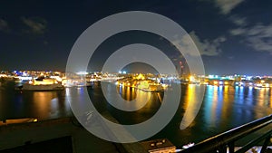 Time lapse shot of Grand Harbour Valletta by night