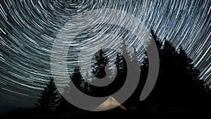 Time lapse of star trails in the night sky