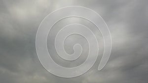 Time Lapse of stormy cloudy sky with grey dense nimbostratus clouds and backlit