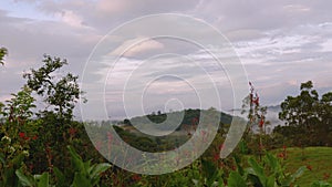 Time lapse of sunrise mist slowly dissipating and the transit of clouds