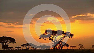 Time lapse Sunset in Amboseli Park