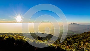 Time lapse sunset on valley of doi inthanon national park chiang mai, thailand