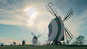 Time lapse of Swedish windmills on island in Oeland