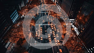 time lapse of traffic at night night traffic night city traffic generative AI