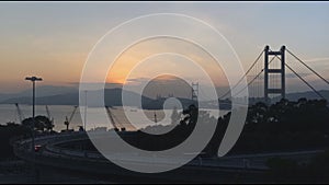 Time lapse of Tsing Ma Bridge at Summer in Hong Kong.